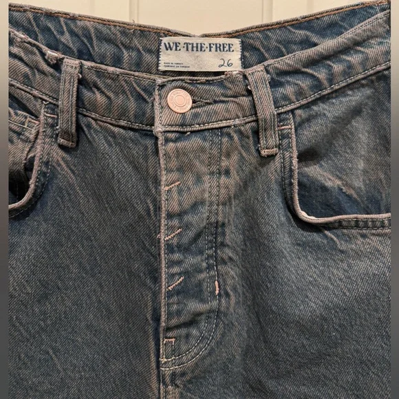 Free People Baggy Jeans Womens 26 Blue Ian Indigo Lucky You Mid Rise Barrel - Picture 5 of 7